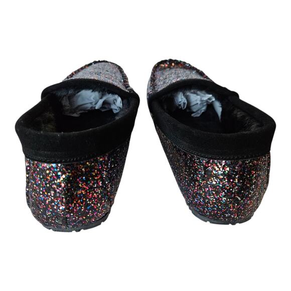 CLARKS Women's 10 M Faux Fur Glitter Moccasin Slippers Slip On Comfort NEW - Picture 7 of 10